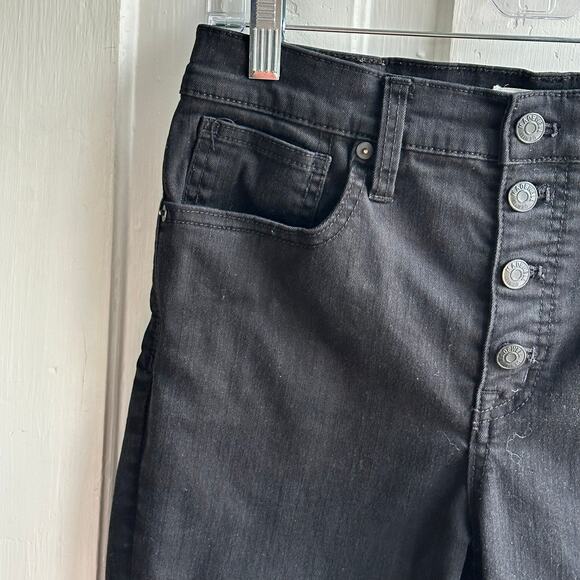 Madewell 10" High Rise Skinny Jeans Berkeley Black Button Through Edition - Picture 4 of 10